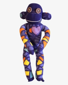 Handmade Sock Monkey Plush Toy With Funky Pattern Socks - ÷ Pattern Socks, HD Png Download, Free Download
