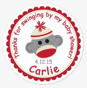 Sock Monkey Baby Shower Personalized Sticker Baby Shower - Air Balloon Baby Shower Stickers, HD Png Download, Free Download