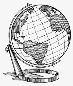 Drawing Line Art Globe Earth Cc0 - Drawing Of A Globe, HD Png Download, Free Download
