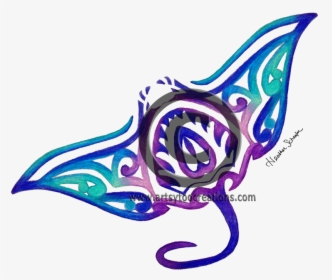 Jpg Free Download Tribal Manta Ray Hand - Color Manta Ray Drawing, HD Png Download, Free Download