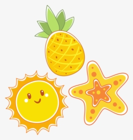 Yellow Vsco 3 Stickers Set, Starfish Sun Pineapple - Sun Stickers, HD Png Download, Free Download
