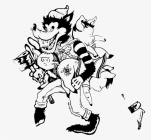 Art,monochrome Photography,human - Big Bad Wolf Cool Drawing, HD Png Download, Free Download