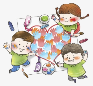 Clip Art Child Illustration - Children Painting Illustration, HD Png Download, Free Download