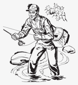 River Clipart Man - Drawing A Man Fishing, HD Png Download, Free Download