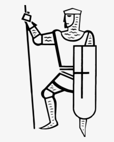 Standing,line Art,recreation - Black And White Knight, HD Png Download, Free Download