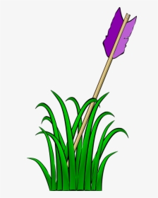 Arrow, Feather, Purple, Grass, Ground, Hit - Grass Clip Art, HD Png Download, Free Download