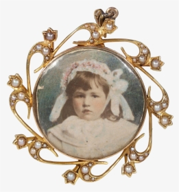 Victorian Gold Pearl Frame Crystal Locket Pendant - Picture Frame, HD Png Download, Free Download