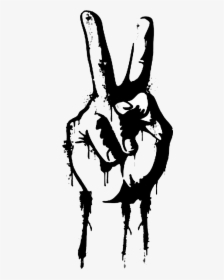 Transparent Peace Sign Clipart Black And White - Hand Peace Sign Png, Png Download, Free Download