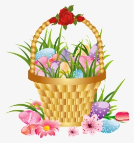 Easter Basket Bunny Png Hd - Корзина Для Цветов Рисунок, Transparent Png, Free Download