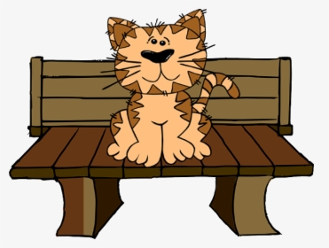 Cat, Bench, Sit, Cute - Cat Sitting On Chair Clipart, HD Png Download, Free Download