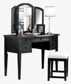 Black Dressing Table With Mirror And Front Stora - Antique Black Vanity, HD Png Download, Free Download