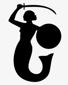 Clip Art Mermaid Black And White Clipart - Mermaid With Sword Symbol, HD Png Download, Free Download