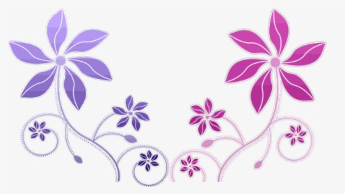 Colorful Flowers - Pink And Purple Flowers Drawings, HD Png Download, Free Download