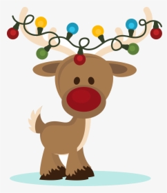 Christmas Lights Png Reindeer - Christmas Clipart Reindeer, Transparent Png, Free Download