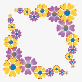 Floral, Flowers, Frame, Border, Colorful, Decoration - Big Flower Border Design, HD Png Download, Free Download