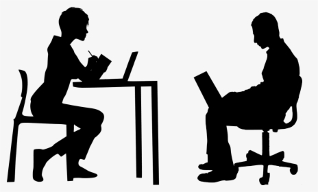 Sitting At Desk Silhouette, HD Png Download, Free Download