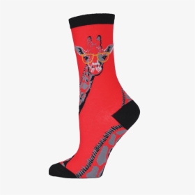 Giraffe With Glasses Crew Socks - Red Giraffe Socks, HD Png Download, Free Download