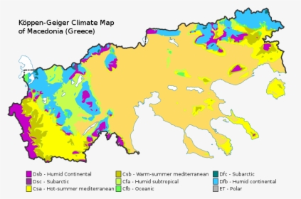 Macedonia Map Of Köppen Climate Classification - Greece Koppen Climate, HD Png Download, Free Download