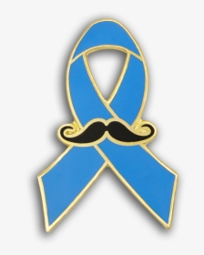 Custom Blue Ribbon Series Mustache Lapel Pin Prostate - November Cancer Prostata Png, Transparent Png, Free Download