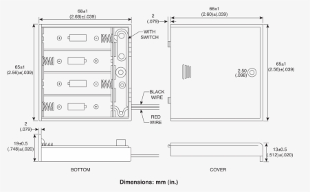 Battery Drawing Aa - 4 Aa Battery Holder Dimensions, HD Png Download, Free Download