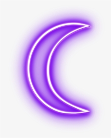 #purplemoon #purple #moon #neon #freetoedit - Transparent Neon Crescent Moon, HD Png Download, Free Download
