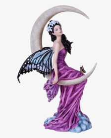 Amethyst Moon Fairy Statue - Fairy On Moon Statue, HD Png Download, Free Download