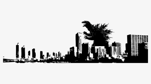 Godzilla Silhouette City , Transparent Cartoons - Godzilla Wall Sticker, HD Png Download, Free Download