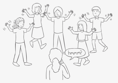 Group Of People Walking With Their Hands In The Air - Sketch, HD Png Download, Free Download