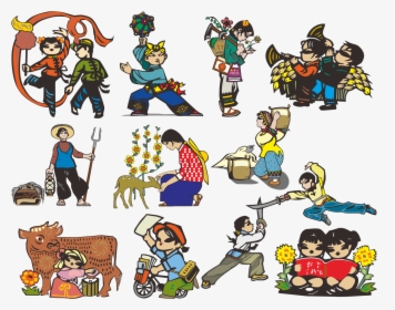 The Chinese Working People Scrapbook Barbola Design - Chinese Clip Art, HD Png Download, Free Download