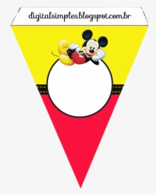 Mickey In Yellow And Red Free Printable Party- - Banderines De Mickey Mouse Para Imprimir, HD Png Download, Free Download