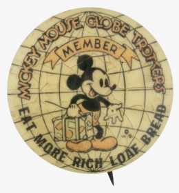 Mickey Mouse Globetrotters Club Button Museum - Cartoon, HD Png Download, Free Download