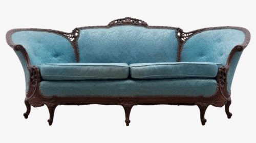 Victorian Blue Brocade Sofa - Studio Couch, HD Png Download, Free Download