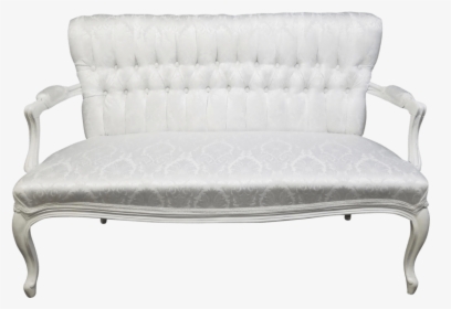 White Damask Sweetheart Settee - Studio Couch, HD Png Download, Free Download