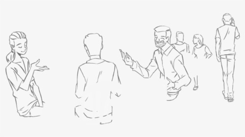 Outline Photo Of People In The Auberge Restaurant - Sketch, HD Png Download, Free Download