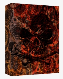 Angry Skull Emerging From Grunge Paisley And Fire - Visual Arts, HD Png Download, Free Download