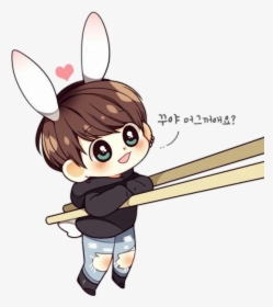 Bts Jungkook Chibi Bunny Cute Sticker Вυииу Png Jungkook - Bts Drawing Chibi Jungkook, Transparent Png, Free Download