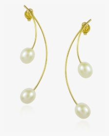 White Pearl Curved Jacket Earrings Clipart , Png Download - Earrings, Transparent Png, Free Download