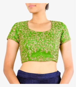 Green Silk Blouse With Gold Sequins By Stylease Exclusive - Blouse, HD Png Download, Free Download