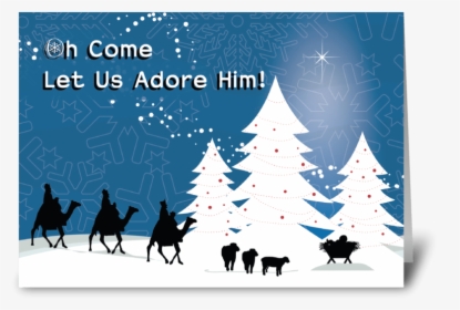 Christmas Manger Scene, Wise Men Star Greeting Card - Manger Christmas, HD Png Download, Free Download