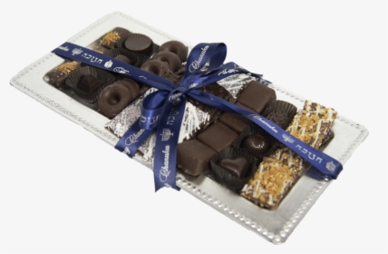 Happy Chanukka Chocolate Arrangement On Long Silver - Chocolate Arrangement In Tray, HD Png Download, Free Download