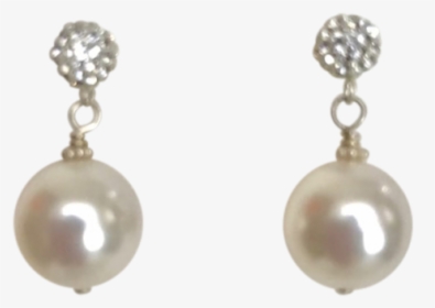Silver Crystal Ball Post White Pearl Earrings"  Class="lazyload - Earrings, HD Png Download, Free Download