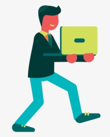 Cartoon Man Walking And Carrying A Laptop - Cartoon, HD Png Download, Free Download