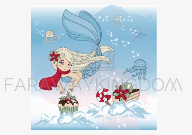 Merry Christmas Cartoons Mermaid, HD Png Download, Free Download
