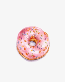 Clip Art Library Stock Painting Illustration Pink Donut - Watercolour Donut Illustration, HD Png Download, Free Download