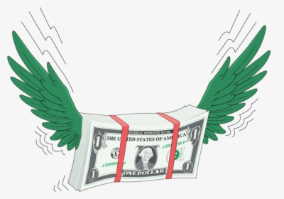 Fly Finance Money Away Dollar Hand-drawn Vector - Gif Of Flying Money, HD Png Download, Free Download