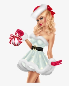 Girls Image, Clip Art, Santa, Cartoon, Christmas, Noel, - Tube Femme Noel, HD Png Download, Free Download