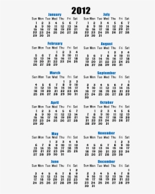 Business Card Calendar 2012, HD Png Download, Free Download