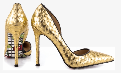 Gold Glitter High Heels And Transparent - Basic Pump, HD Png Download, Free Download