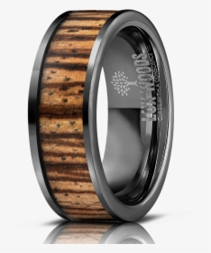 Black Tungsten Carbide Zebrawood Inlay"  Class="lazyload - Titanium Ring, HD Png Download, Free Download