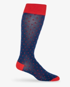 Navy Blue Sock With Red Polka Dots - Hockey Sock, HD Png Download, Free Download